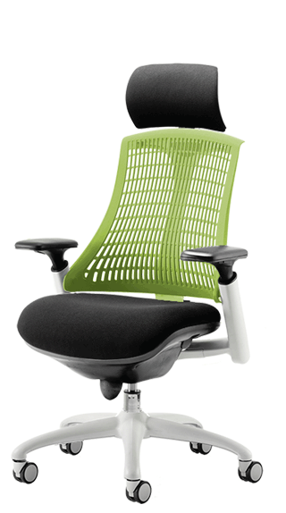 Flex White Frame Headrest Green Backrest